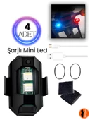 4 Adet Şarjlı Mini Led Işık/motor Çakar Led/drone Işığı/anti Çarpışma Uyarı Işığı - 1