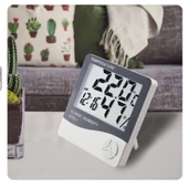 qasul Dijital Termometre Isı Nem Ölçer Oda Sıcaklık Alarmlı Masa Saati - 4