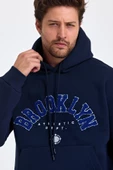 Erkek Yumusaçık Kumaşlı Kapüşonlu Kordonlu Regular Fit Baskılı Sweatshirt - 4