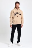 Erkek Yumusaçık Kumaşlı Kapüşonlu Kordonlu Regular Fit Baskılı Sweatshirt - 12