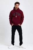 Erkek Yumusaçık Kumaşlı Kapüşonlu Kordonlu Regular Fit Baskılı Sweatshirt - 6