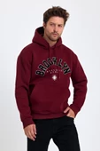 Erkek Yumusaçık Kumaşlı Kapüşonlu Kordonlu Regular Fit Baskılı Sweatshirt - 7