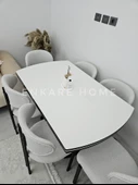 Enkare X Ayaklı Masa Badem  Sandalye Takımı, 6-8 Kişilik, Salon, Mutfak - 5