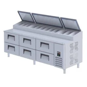Iceinox Pizza Hazırlık Buzdolabı Çekmeceli GN 2/1-200: 6 Adet - 2