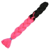 Afrika Örgüsü Ve Rasta İçin Sentetik Ombreli Saç - Siyah / Neon Pembe - 1