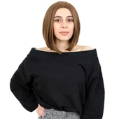 Kahkülsüz Düz Kısa Fiber Sentetik Peruk - Kumral - 1