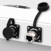 Powermaster RJ45 Dişi Konnektör Su Geçirmez İnternet Soket Girişli Konnektör Ethernet Kablo Ucu - 6