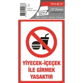 Tanex UYR-121 Yiyecek-İçecek İle Girmek Yasaktır Uyarı Etiketi 10 Cm X 15 Cm - 2 Adet - 1