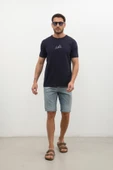 Erkek Yırtık Detaylı Slim Fit Jean Şort - 2