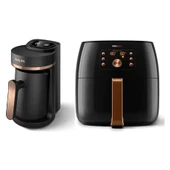 Philips HD9867/90 Airfryer XXL + HDA150/60 Türk Kahvesi Makinesi Hediyeli (Siyah-Bakır) - 1
