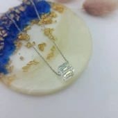 Vaoov 925 Ayar Gümüş Küp Swarovski Taşlı Kolye thumbnail 3