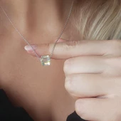 Vaoov 925 Ayar Gümüş Küp Swarovski Taşlı Kolye thumbnail 7