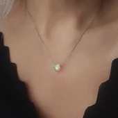 Vaoov 925 Ayar Gümüş Küp Swarovski Taşlı Kolye thumbnail 1