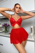 YNT Kırmızı  Valentine s Tasarım Gecelik 18511 - 1