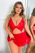 YNT Kırmızı  Valentine s Tasarım Gecelik 18511 - 4