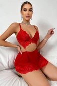 YNT Kırmızı  Valentine s Tasarım Gecelik 18511 - 2