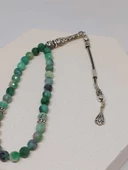 Zümrüt Taşı Faset Kesim 33 lük Tesbih 6mm (Gümüş) (51296) thumbnail 2