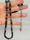 Kar Tanesi Obsidyen Taşı 99luk Tesbih 6mm - 1