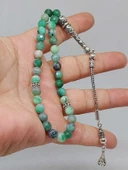 Zümrüt Taşı Faset Kesim 33 lük Tesbih 6mm (Gümüş) (51296) thumbnail 1