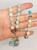 Amazonit Taşı Düğümlü Unisex Tasarım Kolye 8mm (45075) thumbnail 3