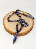 Sodalit - Hematit - Lav Taşı & Venge Ağacı Tasarım Unisex Kolye (44380) thumbnail 2