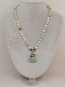 Amazonit Taşı Düğümlü Unisex Tasarım Kolye 8mm (45075) thumbnail 2