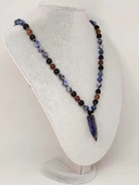 Sodalit - Hematit - Lav Taşı & Venge Ağacı Tasarım Unisex Kolye (44380) thumbnail 3