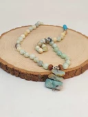 Amazonit Taşı Düğümlü Unisex Tasarım Kolye 8mm (45075) thumbnail 1