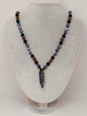 Sodalit - Hematit - Lav Taşı & Venge Ağacı Tasarım Unisex Kolye (44380) thumbnail 5