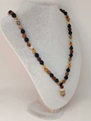 Akik - Hematit - Lav Taşı & Venge Ağacı Tasarım Unisex Kolye (44360) thumbnail 5