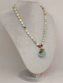 Amazonit Taşı Düğümlü Unisex Tasarım Kolye 8mm (45075) thumbnail 4