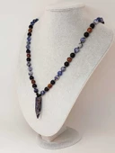 Sodalit - Hematit - Lav Taşı & Venge Ağacı Tasarım Unisex Kolye (44380) thumbnail 4