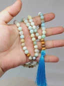 Amazonit Taşı 108'lik Tibet Stili El Yapımı Mala Kolye (51390) thumbnail 2