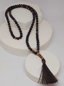 Siyah Akik taşı 108'lik Tibet Stili El Yapımı Mala Kolye (51386) thumbnail 6