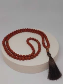 108'lik Kırmızı Jasper Taşı Tibet Stili El Yapımı Mala Kolye (51400) thumbnail 3