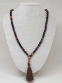 Siyah Akik taşı 108'lik Tibet Stili El Yapımı Mala Kolye (51386) thumbnail 4