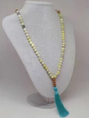 Yeşil Beyaz Peridot Taşı 108'lik Tibet Stili El Yapımı Mala Kolye (51404) thumbnail 1