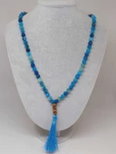 Mavi Akik Taşı 108'lik Tibet Stili El Yapımı Mala Kolye (51402) thumbnail 4