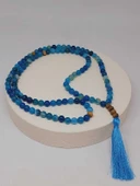 Mavi Akik Taşı 108'lik Tibet Stili El Yapımı Mala Kolye (51402) thumbnail 3
