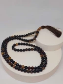 Siyah Akik taşı 108'lik Tibet Stili El Yapımı Mala Kolye (51386) thumbnail 7