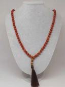 108'lik Kırmızı Jasper Taşı Tibet Stili El Yapımı Mala Kolye (51400) thumbnail 4