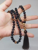 Siyah Akik taşı 108'lik Tibet Stili El Yapımı Mala Kolye (51386) thumbnail 2