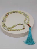 Yeşil Beyaz Peridot Taşı 108'lik Tibet Stili El Yapımı Mala Kolye (51404) thumbnail 3