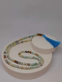 Amazonit Taşı 108'lik Tibet Stili El Yapımı Mala Kolye (51390) thumbnail 7