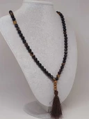 Siyah Akik taşı 108'lik Tibet Stili El Yapımı Mala Kolye (51386) thumbnail 1