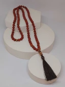 108'lik Kırmızı Jasper Taşı Tibet Stili El Yapımı Mala Kolye (51400) thumbnail 5