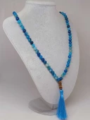 Mavi Akik Taşı 108'lik Tibet Stili El Yapımı Mala Kolye (51402) thumbnail 1