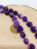 Bileklik Boy Ametist Taşı Koyu Renk Şekilli Yarım Dizi (44555) (18CM UZUNLUĞUNDADIR) thumbnail 3