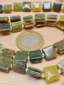 Bileklik Boy Yeşim Taşı Yandan Oyuklu Kare Kesim 10x10mm Yarım Dizi (49554) (18CM UZUNLUĞUNDADIR) - 4