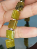 Bileklik Boy Yeşim Taşı Yandan Oyuklu Kare Kesim 10x10mm Yarım Dizi (49554) (18CM UZUNLUĞUNDADIR) - 2